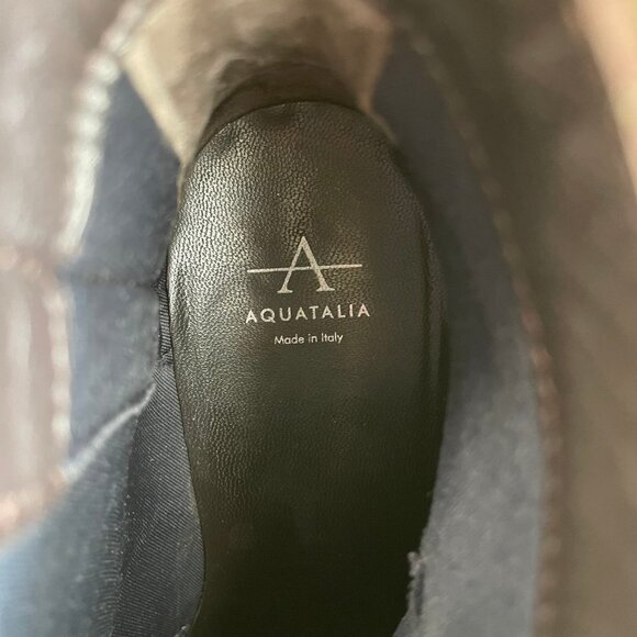 Aquatalia Block Heel Almond Toe Suede Leather Boots Side Zip Olive Green Sz 9 - Picture 14 of 15